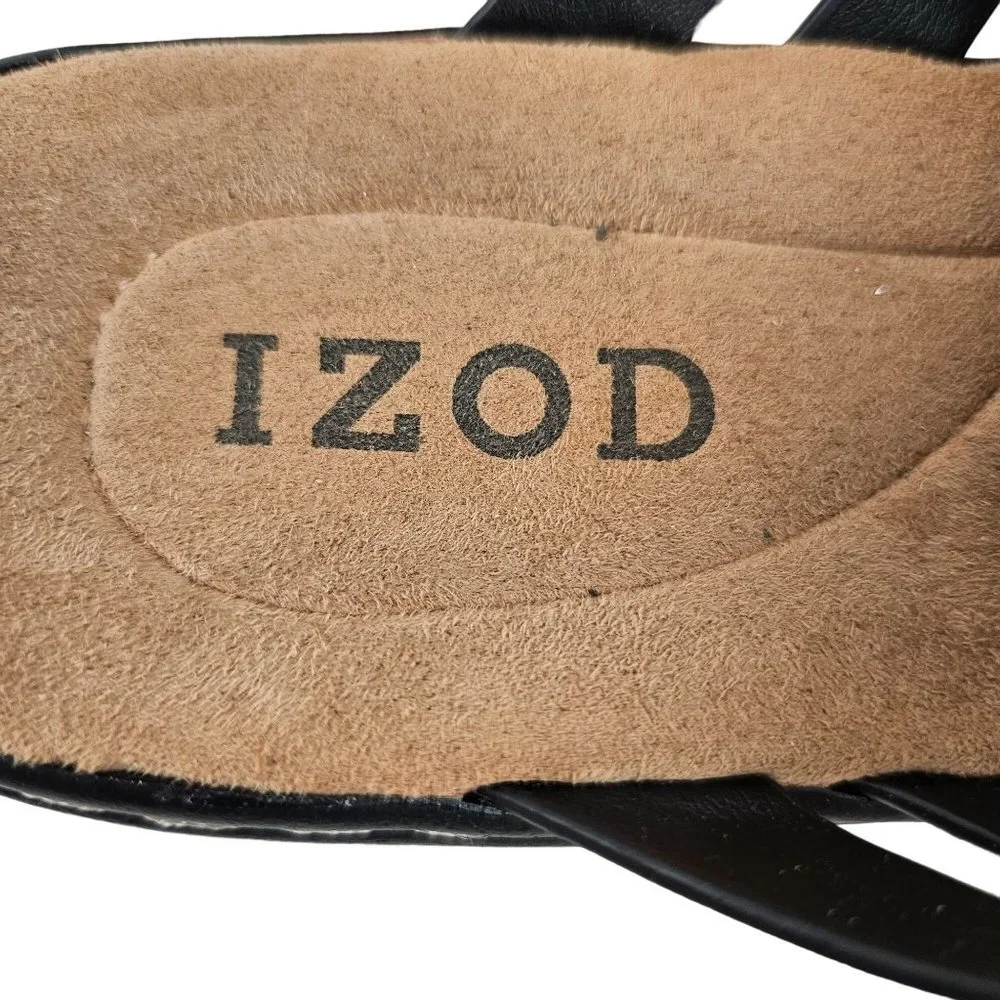 Izod Shoes Womens 6M Black Strappy Slip On Sandals Slaight Casual Comfort - Picture 7 of 10